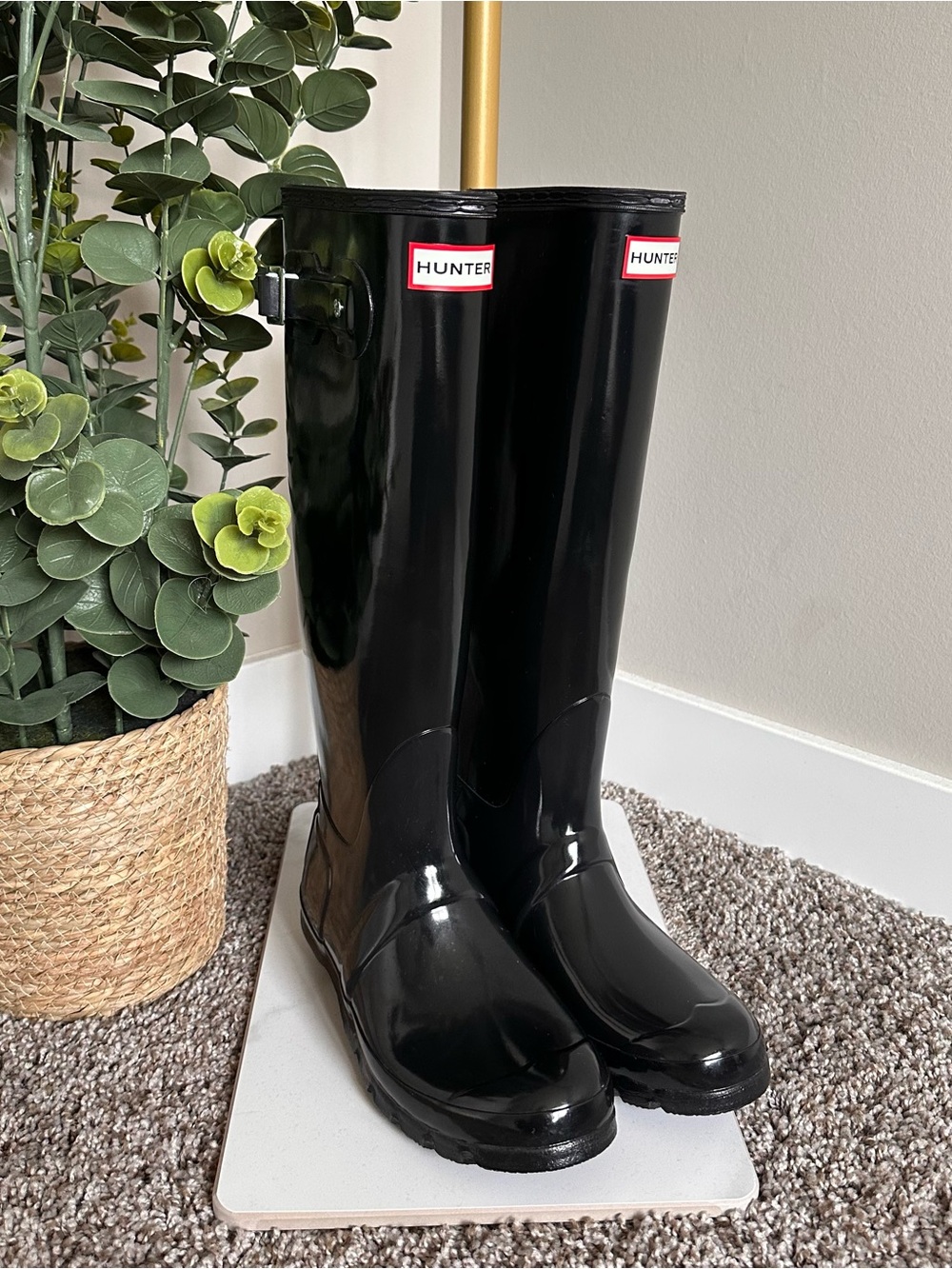 Hunter Black Gloss Tall Rain Boots